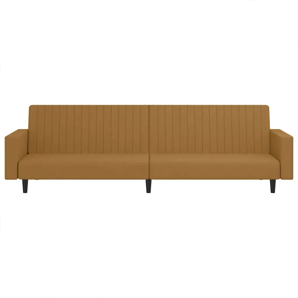 Divano Letto a 2 Posti Marrone in Velluto 375945