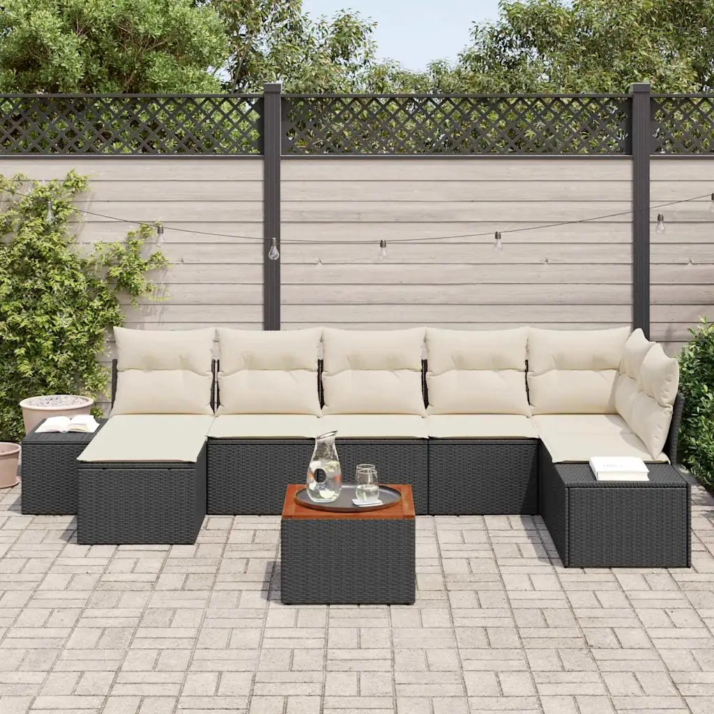 Set Divano da Giardino 8 pcs Nero e bianco 3356654