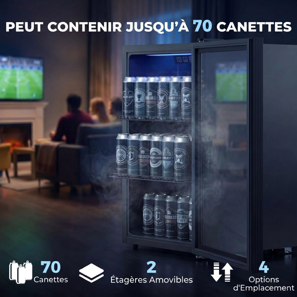 Frigo Bevande 70L 70 Lattine ¨C Zephmum ¨C Nero Porta Vetro Temperato