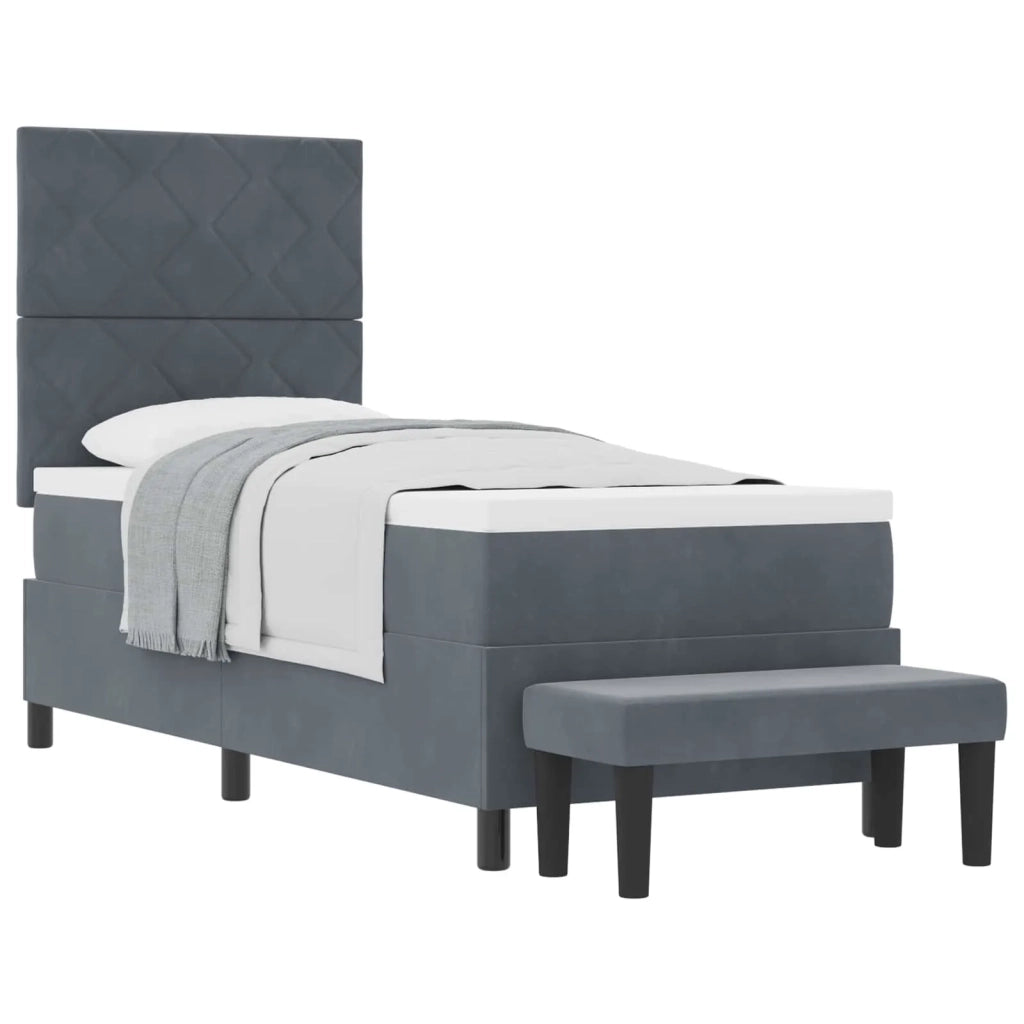 Letto a molle con materasso Grigio scuro 80 x 200 cm Velluto 3344541