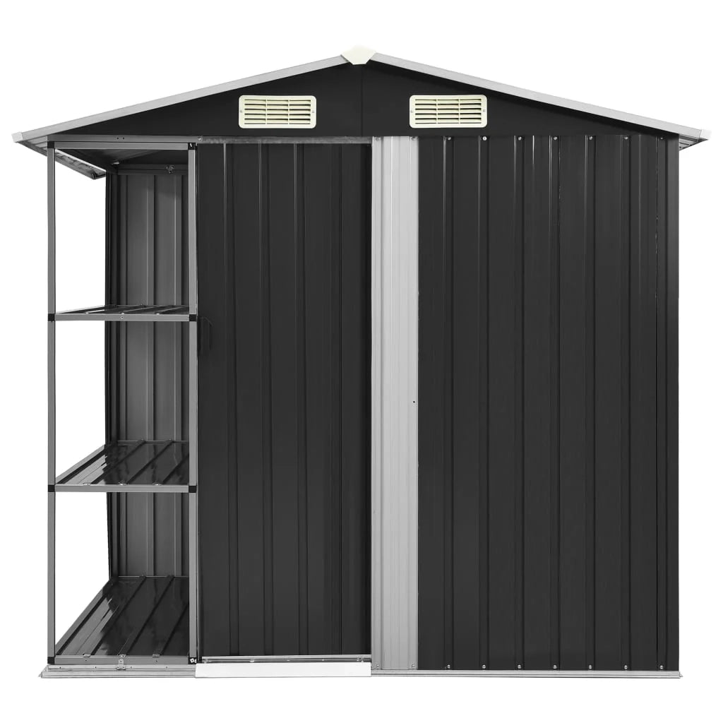 Casetta da giardino cabina ripostiglio casetta da esterno robusta casetta per attrezzi con ripiano 205 x 130 x 183 cm ferro grigio 02_0022222