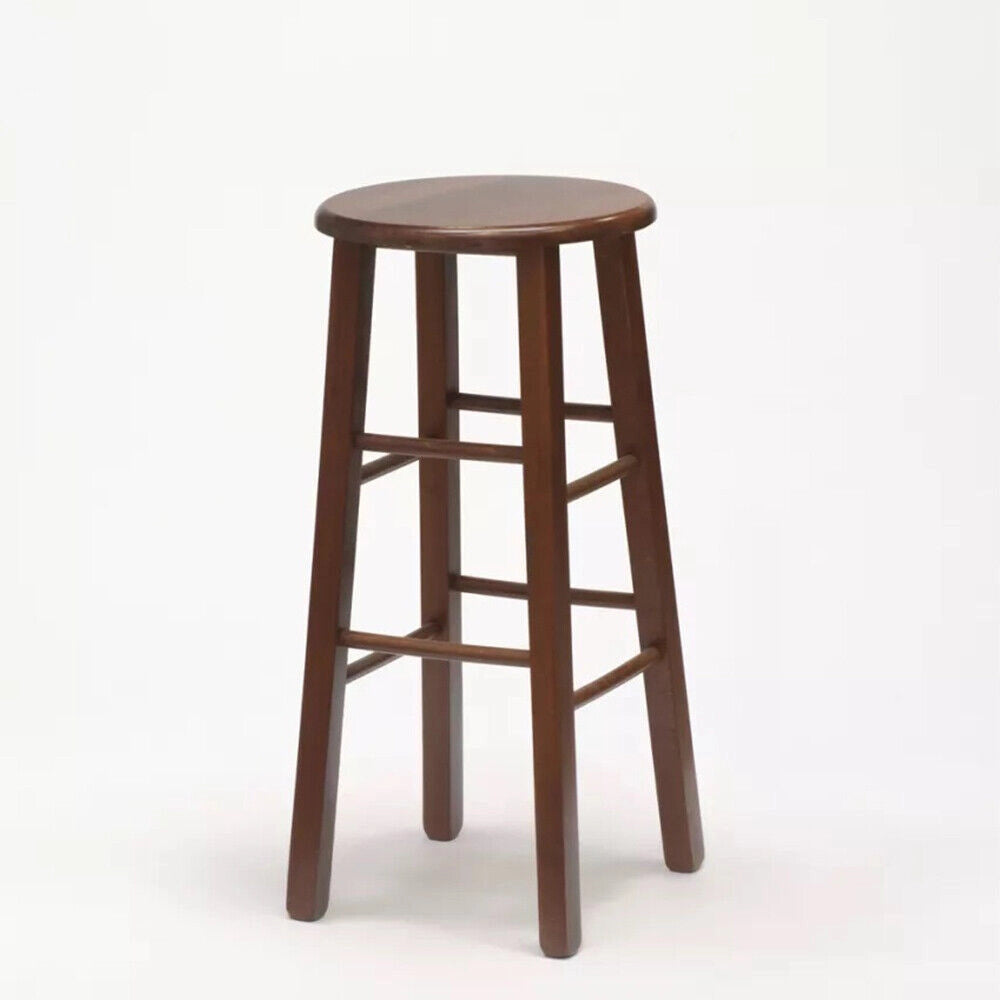 Sgabelli da bar set di 2 rotondi h 68 cm in noce scuro gambe dritte