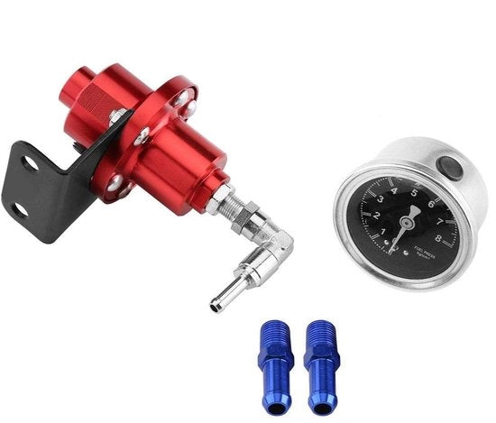 Regolatore di pressione di carburante in alluminio - Regolabile - Universale - Sonda di pressione - Morsetto - Alta qualità - Adatto per motori turbo