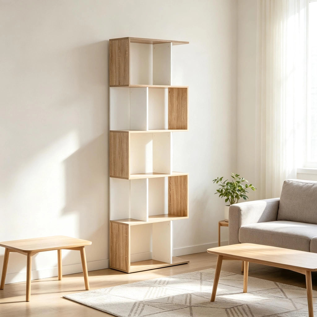 LIBRERIA S a 5 ripiani 60x24x184,5 cm Rovere/Bianco