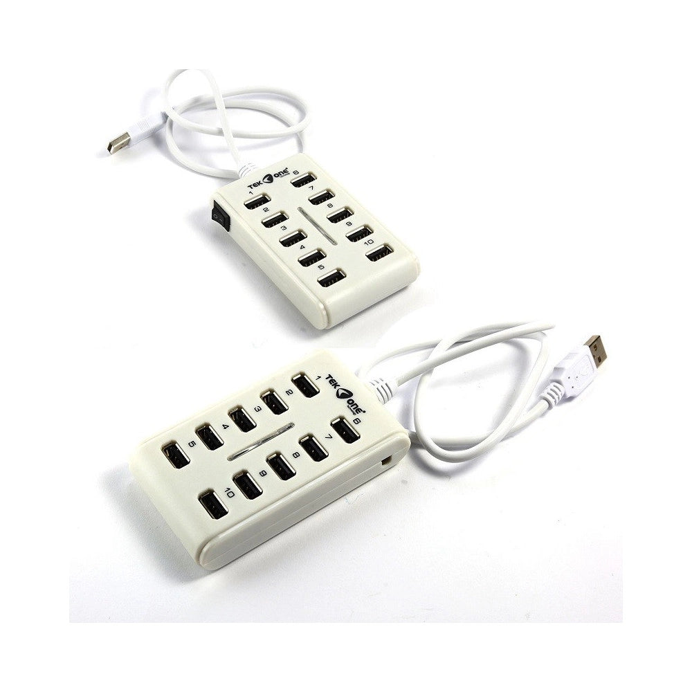 Trade Shop - Prolunga Ciabatta Hub 10 Porte Usb 2.0 Multipresa Moltiplicatore 10 Porte Usb -
