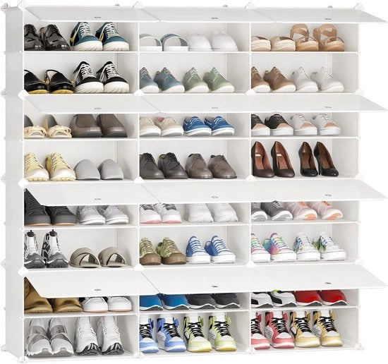 Organizzatore di Scarpe multifunzionale - 24 Paia - Bianco Latte - Plastica e Metallo