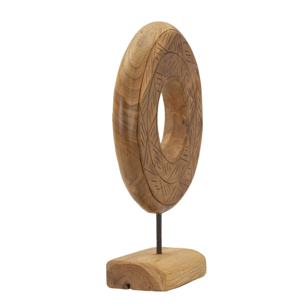 Scultura Cerchi 37, Marrone, Legno, 28x10x38 cm