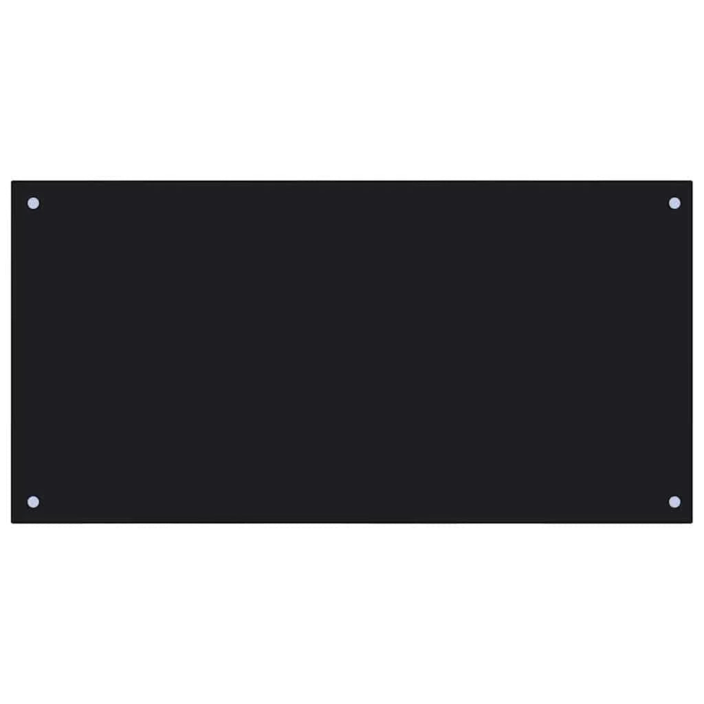 Set di 2 paraschizzi per cucina 100 x 50 cm moderni ed eleganti resistenti al calore in vetro temperato nero 02_0056233