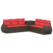 Set di divani 7 pcs Marrone e Rosso Rattan sintetico e Acciaio 3448821