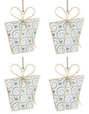 Pendagli Albero di Natale Metallo Oro Pacco Regalo Addobbi Natalizi H 15 cm