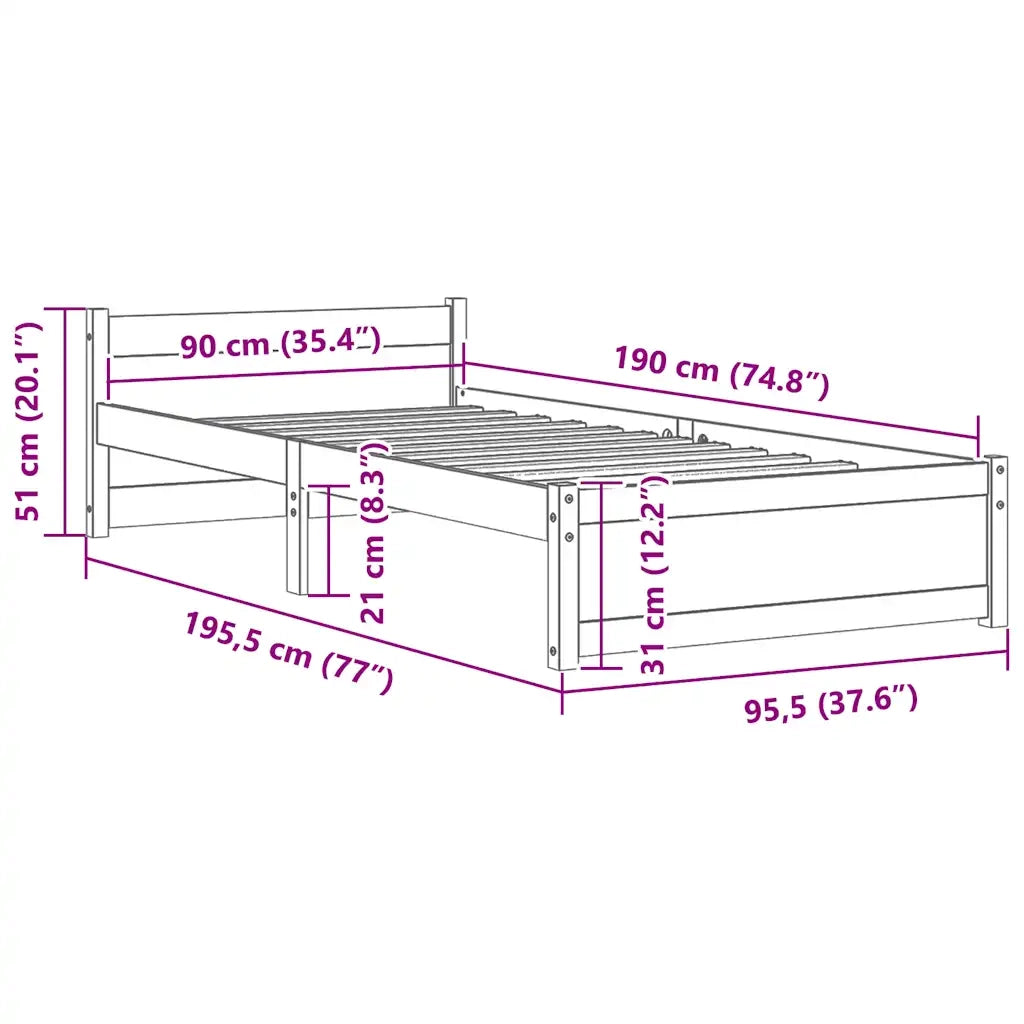 Giroletto in Legno Massello 90x190 cm Single 815009
