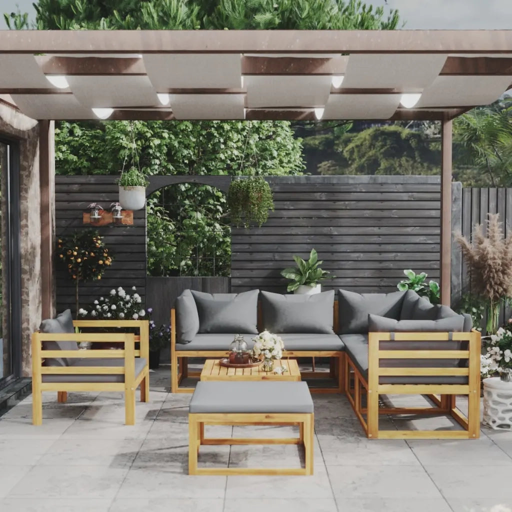 Set Divani da Giardino 8 pz con Cuscini in Massello di Acacia cod mxl 40560