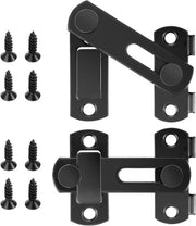 Blocco di sicurezza per porte scorrevoli, 2 pezzi, acciaio inossidabile, nero, flip-latch con vite fissa, blocco di sicurezza scorrevole per uso esterno, per uso interno, per cortile, giardino, portico di garage.