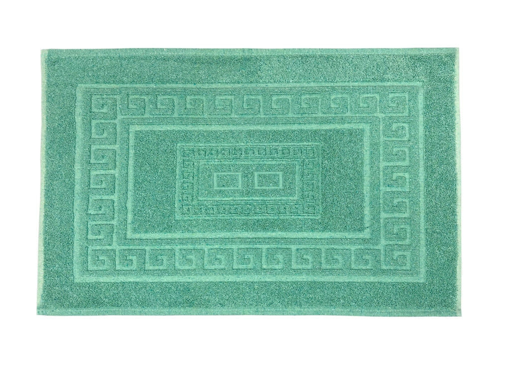 Tappeto Bagno Doccia Spugna Tinta Unita Torino Tappetino Super Assorbente In Cotone Pelo Corto Con Greca - 60x180 - Verde