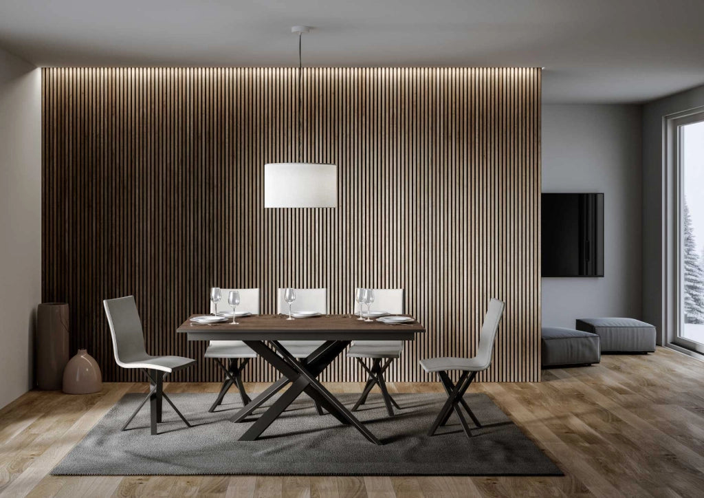 Tavolo Allungabile 160-220x90x74 cm Ganty piano Noce bordo Antracite
