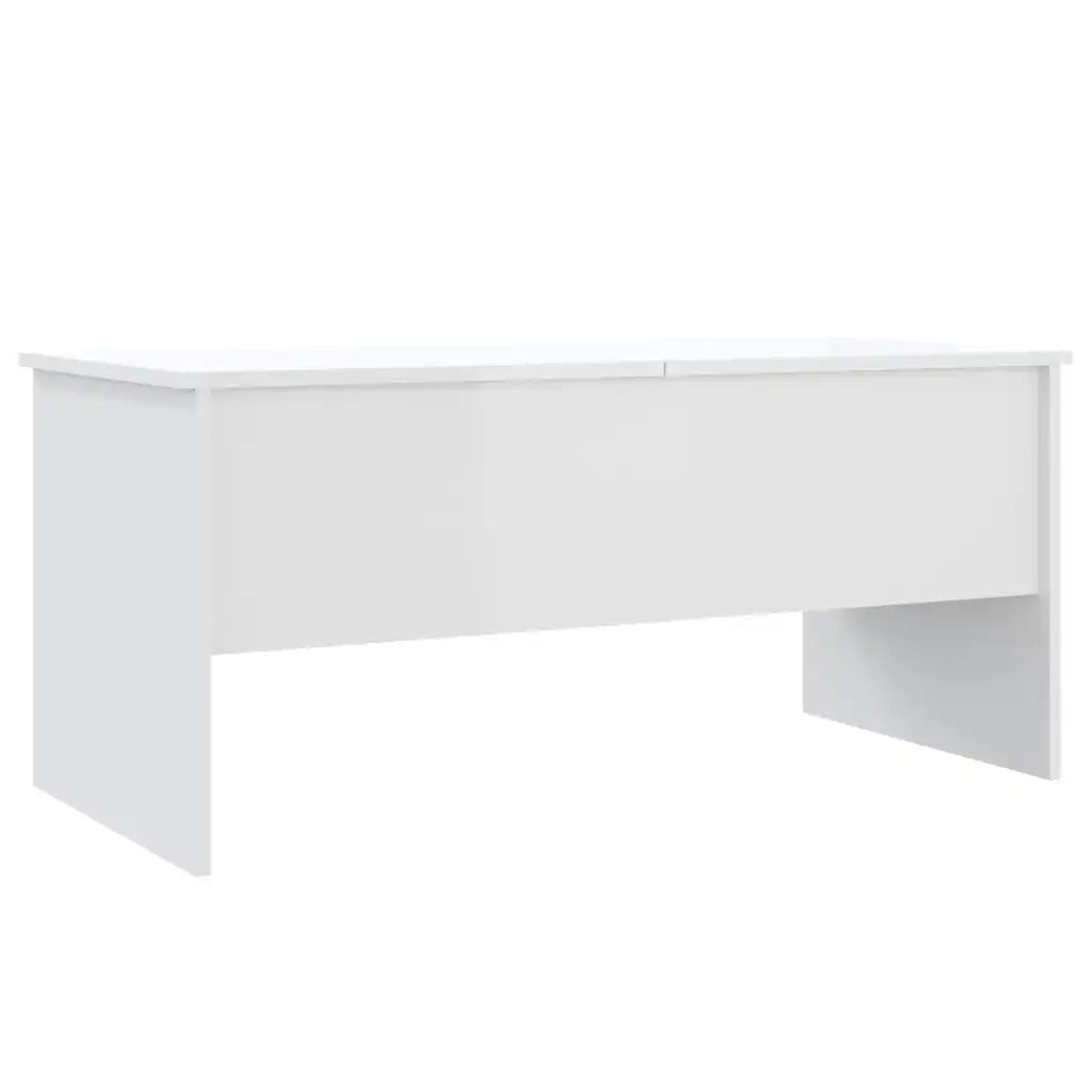 Tavolino-Tavolino da soggiorno-Tavolino da Salotto Bianco Lucido 102x50,5x46,5 cm in Legno Multistrato