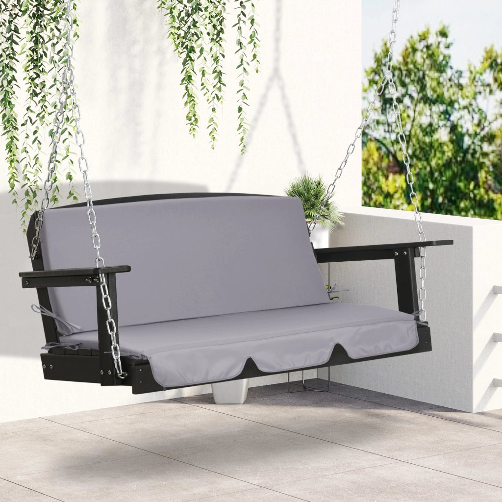 EasyComfort Cuscini da Esterno per Dondolo da Giardino 3 Posti con Lacci, 2 Pezzi da 130x45x5 cm, Grigio