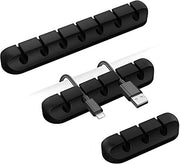 3 set di supporti per cavi, organizzatore di cavi con clip silicone autoadesivi per cavi di ricarica USB, cavi di rete, cavi per PC, cavi per ufficio e uso domestico (3,5,7 slot, nero)