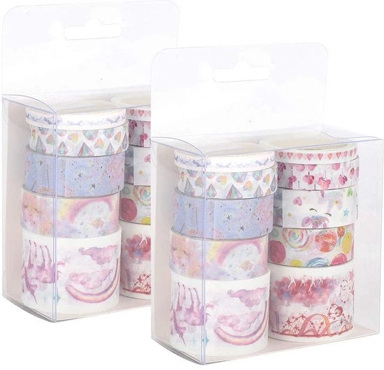 Decorazione con Tappetino Set - 10 Rulli Tappetino Washi - Diverse Disegni - Alta Viscosità - Non Tossico - Per Decorazione DIY