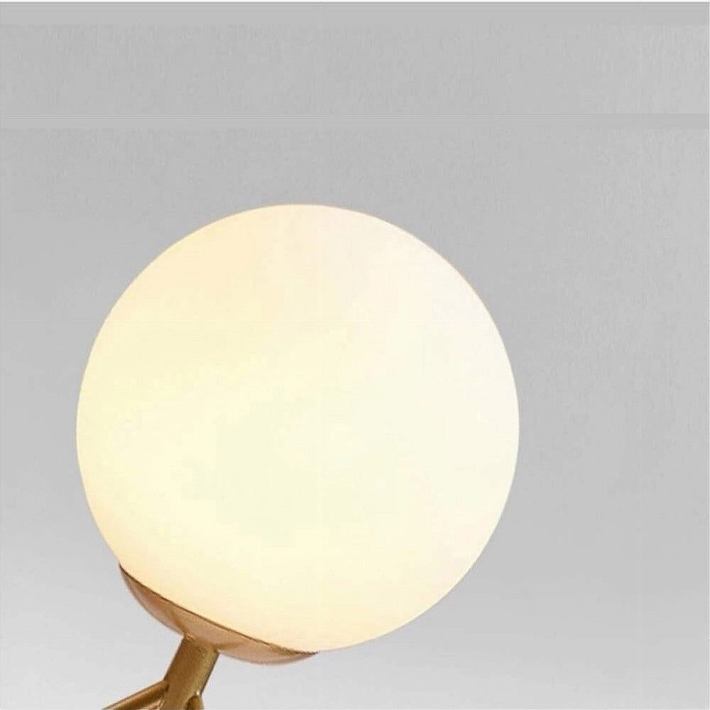 Trade Shop - Lampada Da Tavolo Minimalista Bronzo Treppiedi Con Sfera Lume Abat Jour G9 D35 -