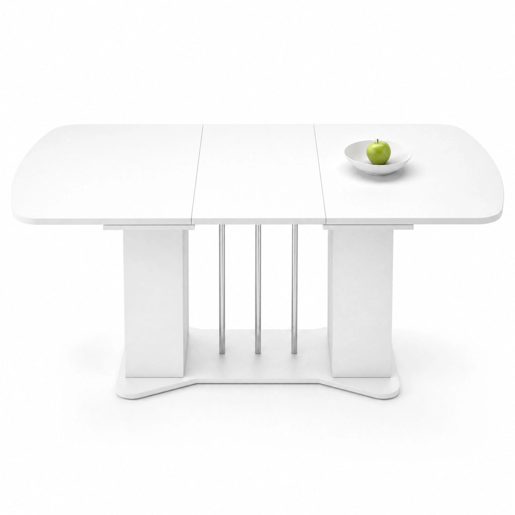 Tavolo da pranzo estensibile bianco 120/160 x 80 cm con contenitori
