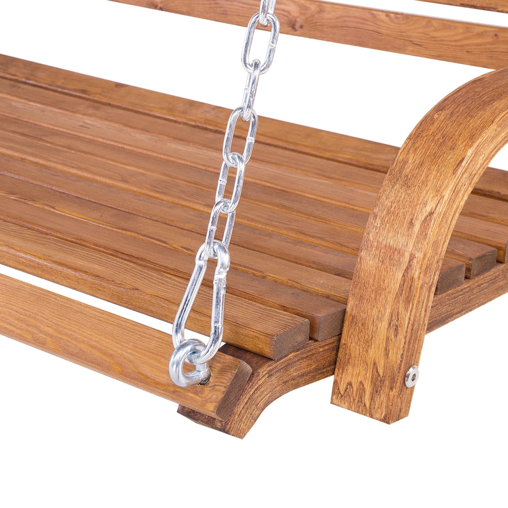 Dondolo da giardino con struttura in legno di larice in tessuto bianco da esterno a 2 posti con baldacchino autoportante