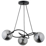 Lampada a sospensione Velta nera vetro fumé 3xE14 Alfa