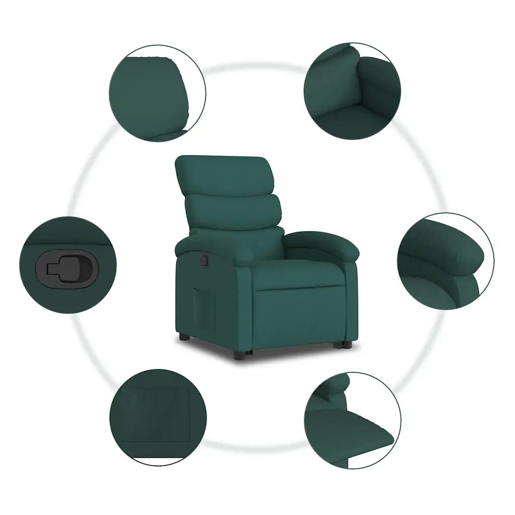 Poltrona | Sedia Relax Alzapersona Reclinabile Verde Scuro in Tessuto