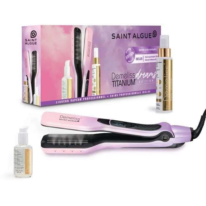 SAINT ALGUE 3964 - Set Demeliss TITANIUM Dreams Edition - Piastra a vapore + Trattamento nutriente Kera-Protein 100ml + Trattamento siero 50ml
