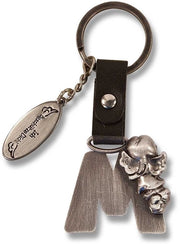 Accessorio per chiave con angelo protettore in metallo grigio, modello M.