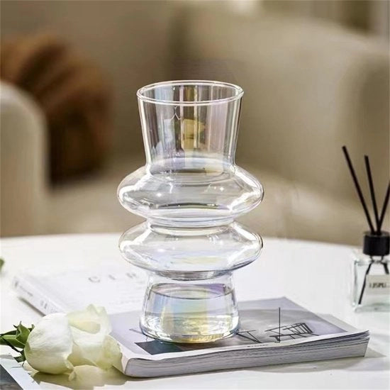 Vasi di vetro per decorazione, 20 cm vasca idroponica, vasi di vetro per fiori, decorativi per arredamento, stile moderno e geometrico per sala da pranzo/riunione di nozze/festa/ufficio (iridescenza)