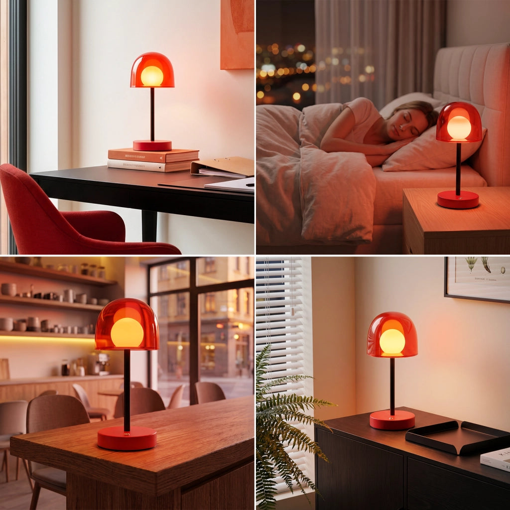 ZMH Lampada da Tavolo LED Ricaricabile Touch Dimmabile Rosso Sabbia per Camera Letto