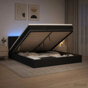 Letto Ottomano con Materasso e LED Nero 160 x 200 cm Tessuto 3456921