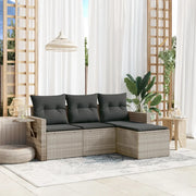Set Divano da Giardino 4pz con Cuscini Grigio Chiaro Polyrattan 3252409