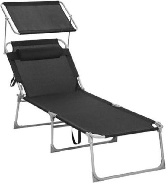 Sedia esterna extra grande - con parasole - giardino - con cuscino di capotto - misura 71 x 200 x 38 cm - colore nero - resistente fino a 150 kg