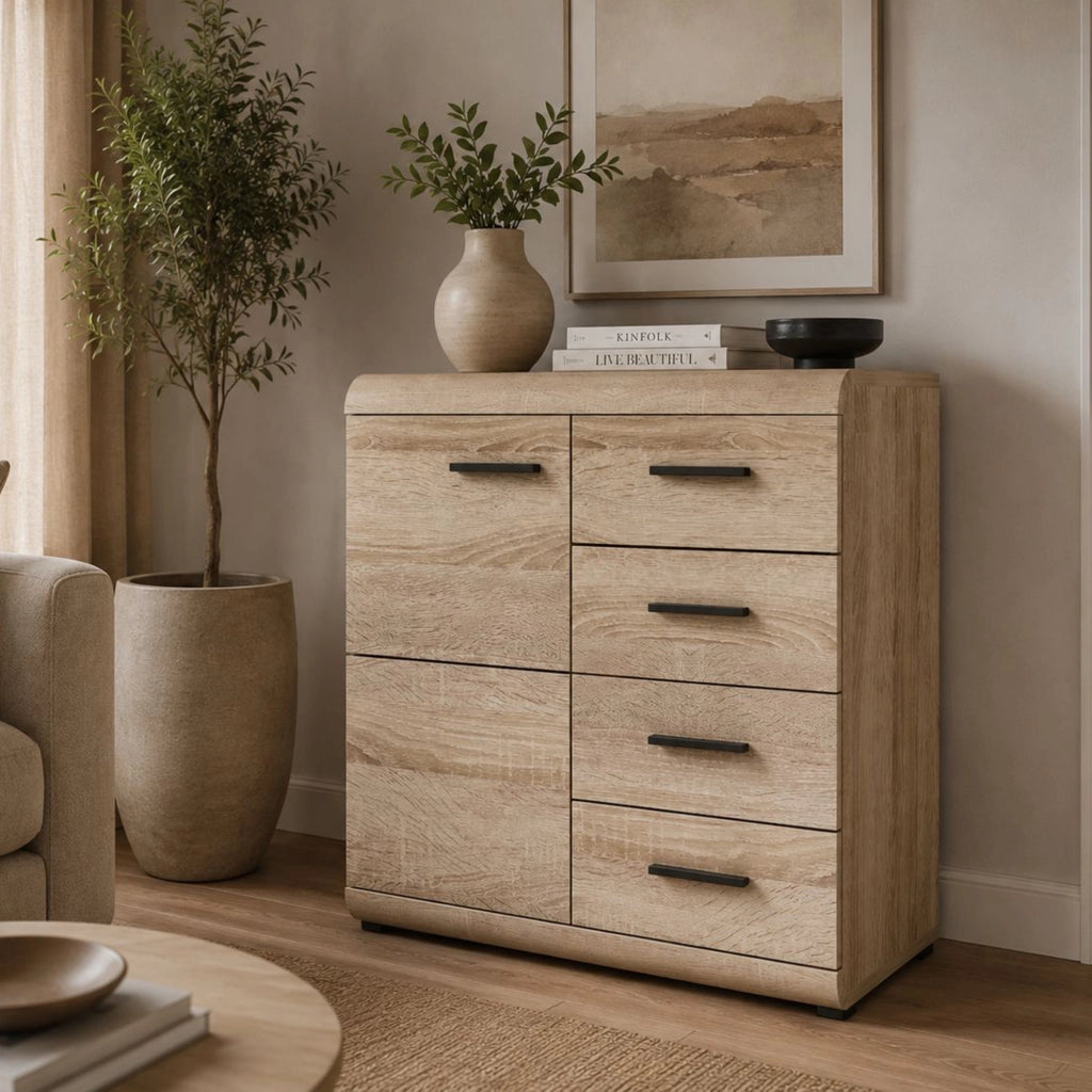 Madia Hamo, Credenza 4 Cassetti, 80x42x87h cm Marrone Rovere