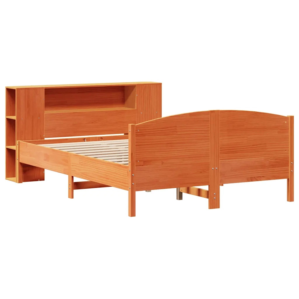 Letto Libreria senza Materasso Marrone Cera 150x200 cm in Pino 3323064