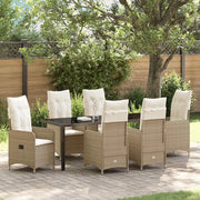 Set da Pranzo per Giardino con cuscino 7 pcs Beige polyrattan 3379658