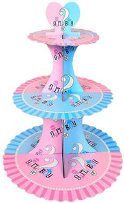 Tavolo per Cupcake a 3 Livelli - Piatto per Torta - Festa di Bambino - Festa di Compleanno - Materiale Carta - Fino a 20 Mini-Torte - Tavolo per Torta