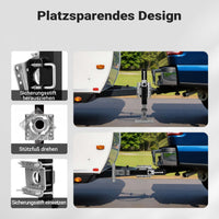 Piede stabilizzatore per rimorchi roulotte, max 900 kg, regolabile in altezza con manovella, con pedale e perno di sicurezza