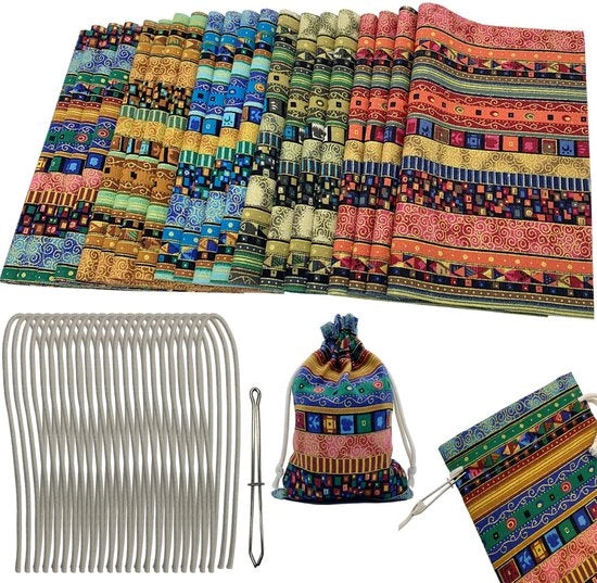 Pacco di tessuto 20 pezzi - Tessuto di cotone 28 x 22 cm - Materiale per fai da te - Sacchetti regalo - Sacchetti piccoli - Incluso ago da cucire - Cotone