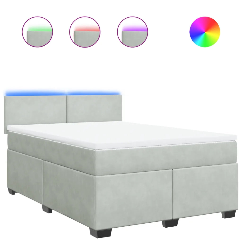 vidaXL Giroletto a Molle con Materasso Grigio Chiaro 140x190cm Velluto