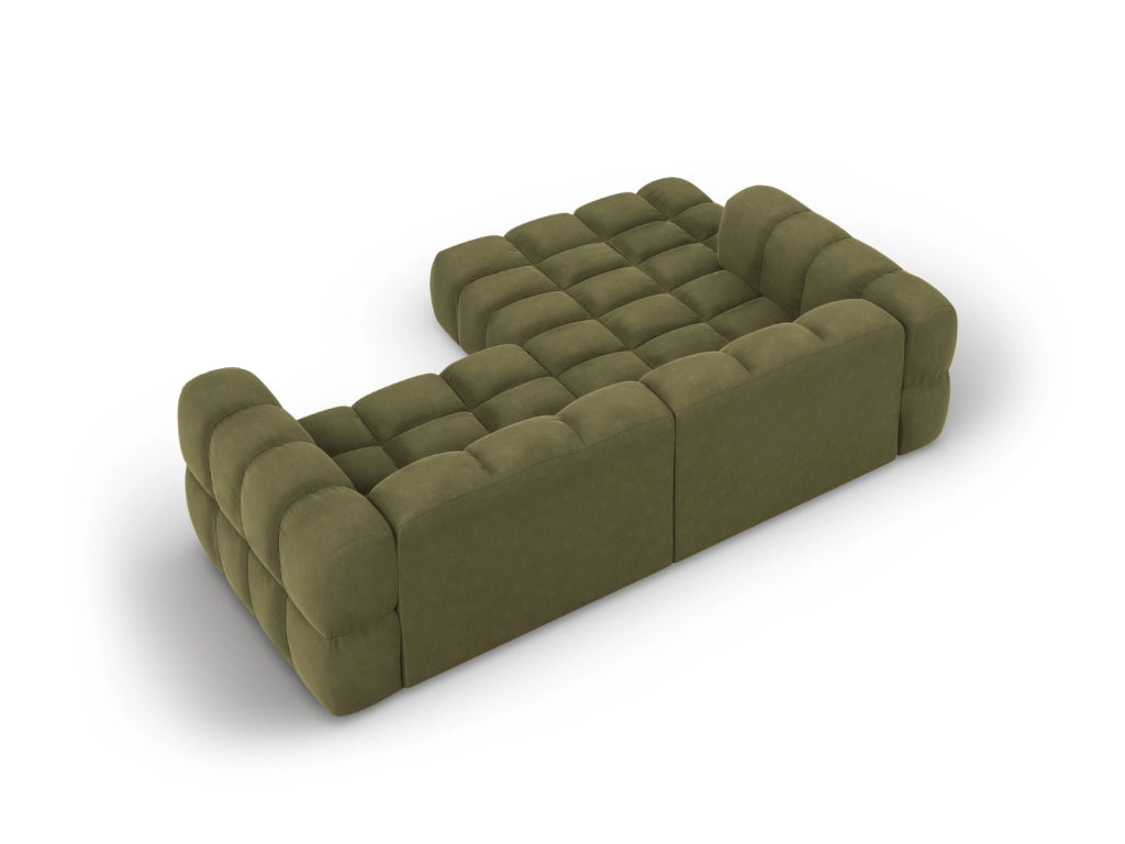 Cosmopolitan Design - Divano angolare modulare sinistro "Sky" 3 posti in velluto verde chiaro 
