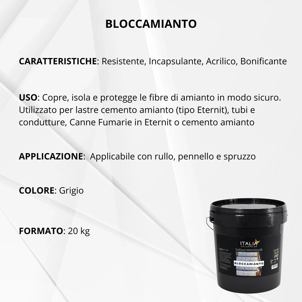 Bloccamianto incapsulante elastomerico certificato amianto colore grigio *** formato 20 kg, confezione 1