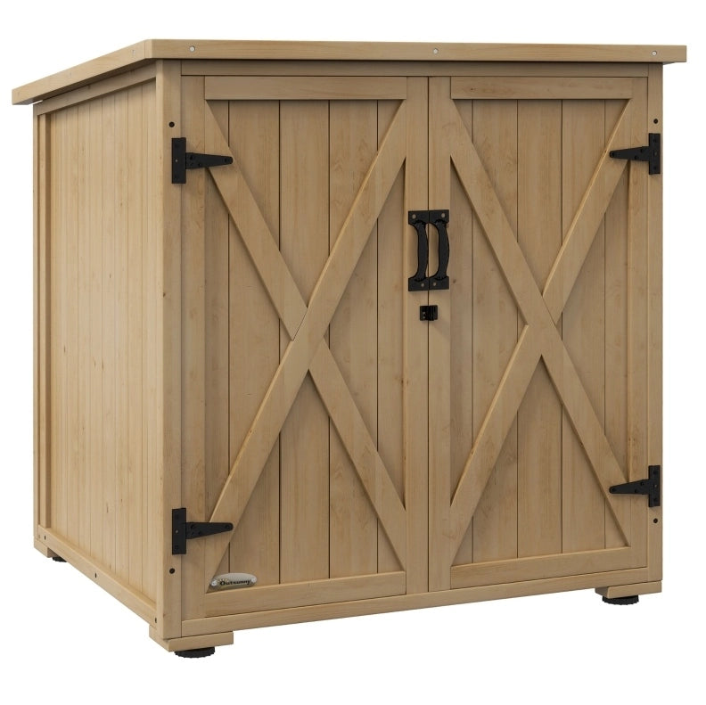 Armadio da giardino in legno grigio scuro con ripiano regolabile