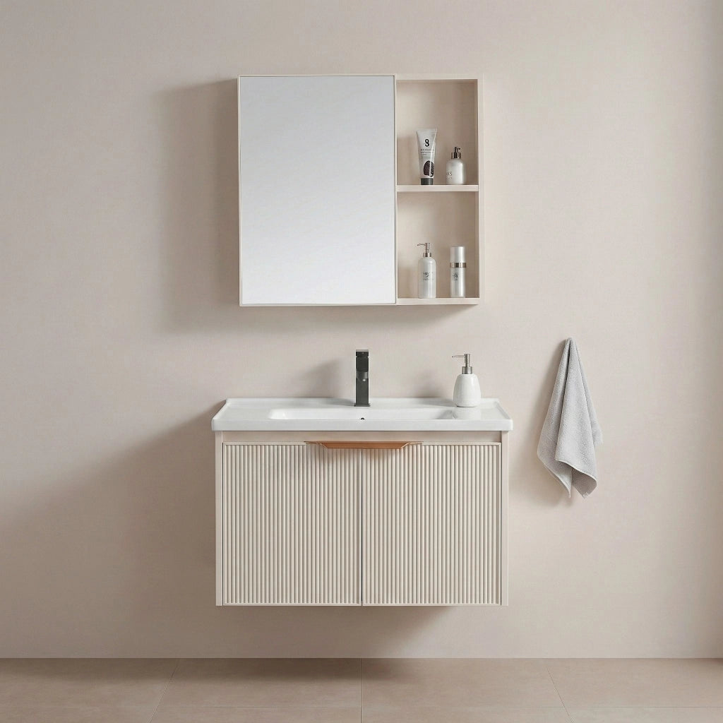 Set Di Mobili Da Bagno Con Lavabo Mario 60cm Beige