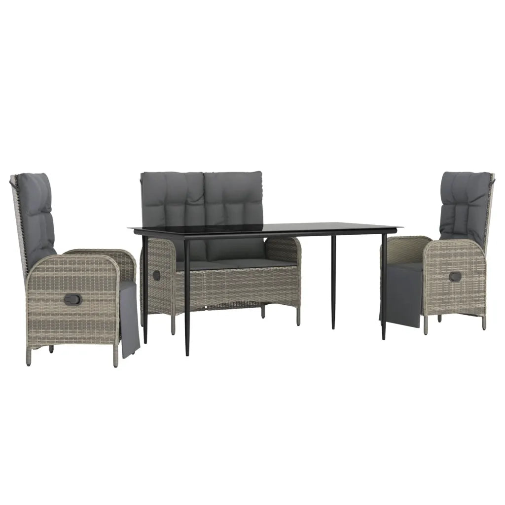 Set da Pranzo da Giardino 4 pz con Cuscini in Polyrattan Grigio 3203504