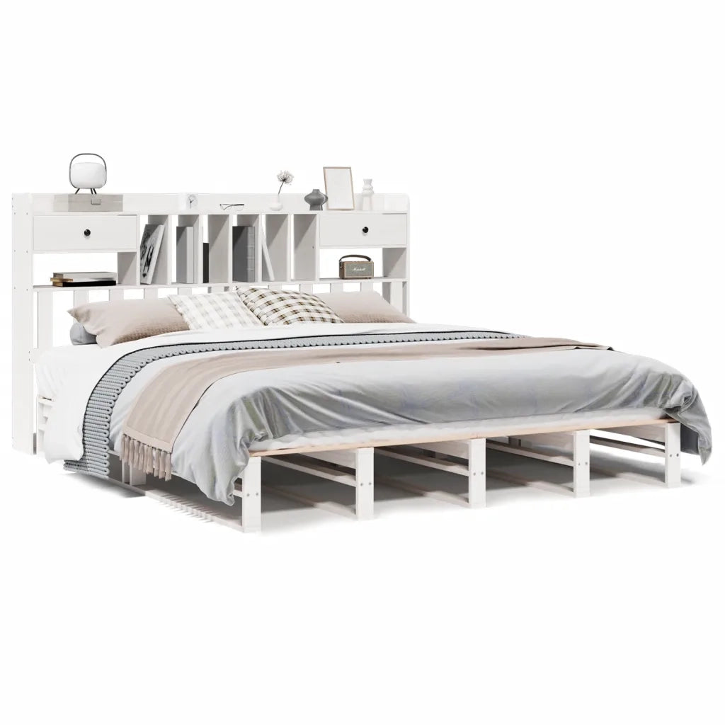 vidaXL Giroletto con Libreria senza Materasso 180x200 cm in Legno Pino
