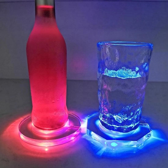 Impostatrice per cocktail con illuminazione LED - Ricaricabile - Acrilico - Set da 4 (Ottagonale)