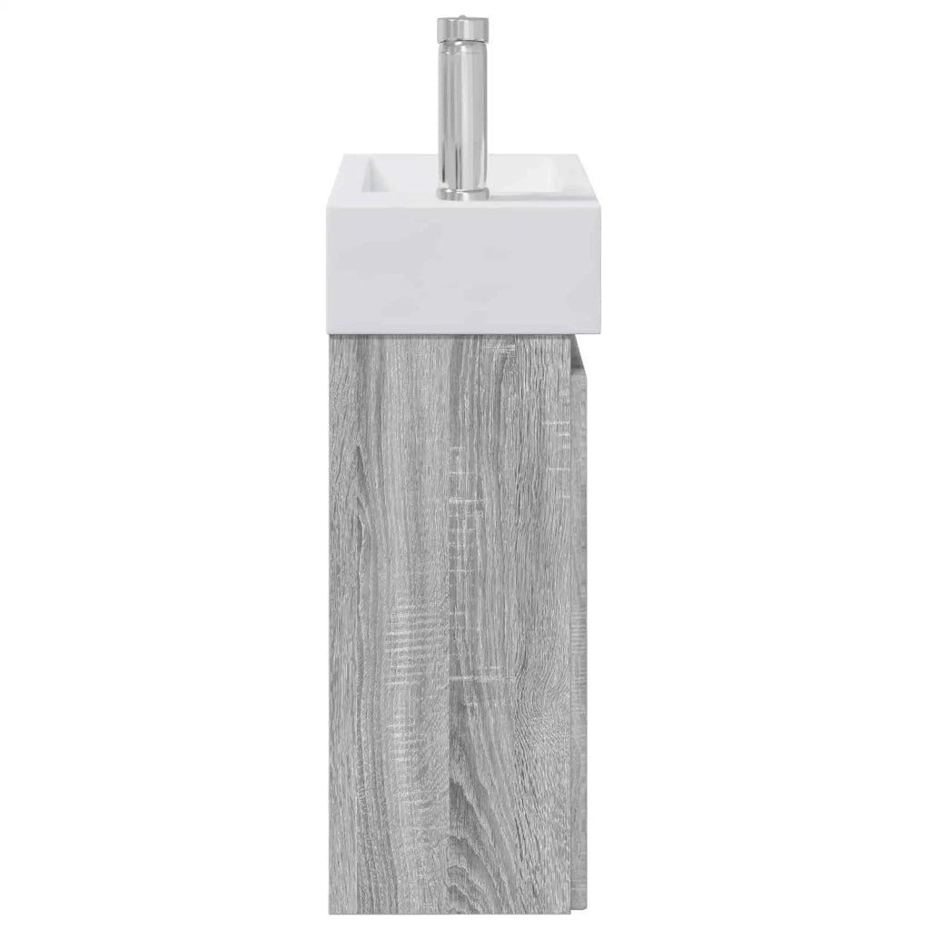 Mobile bagno con rubinetto Sonoma grigio 45,5 x 22,5 x 84 cm